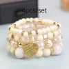 Boho Chic Glass Bead Bracelet Set, Multi-Layered Fashion Jewelry with Alloy Pendants