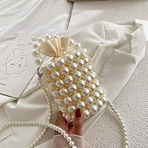 White Pearl Handbag Accessory - Chic Women’s Handbag for Formal Occasions, Weddings, and Banquets