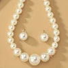 Jewelry Set, Earrings And Necklace, Elegant Temperament Ball Shape Creamy-white Acrylic Pearl Jewelry Set