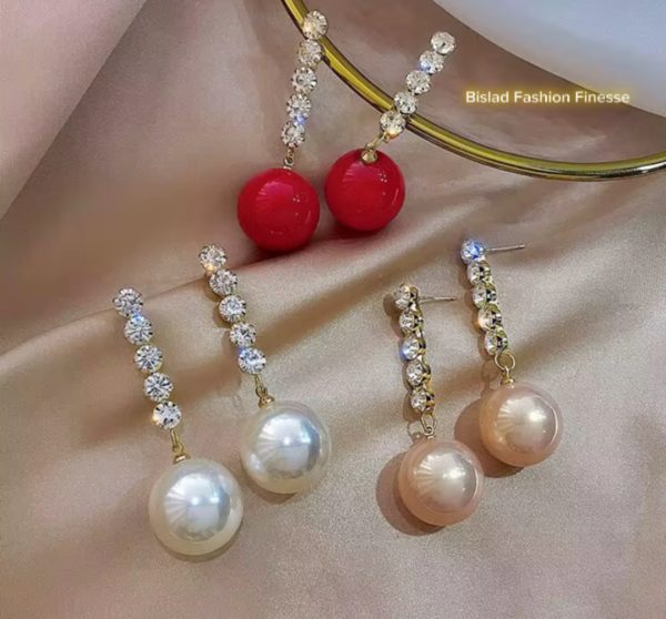 Vintage Style Fashionable Design Women’s Earrings Rhinestone Tassel Long Pearl Drop Stylish Vogue