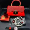 Women Gift Set Bag Khair Fusion Perfume Casio Watch Pearl Set