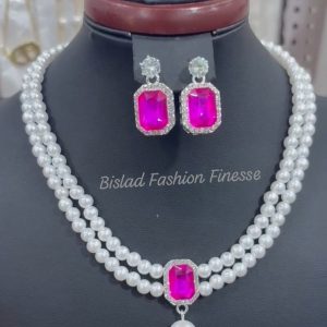 Layer Pearl Necklace Earrings Women Girls