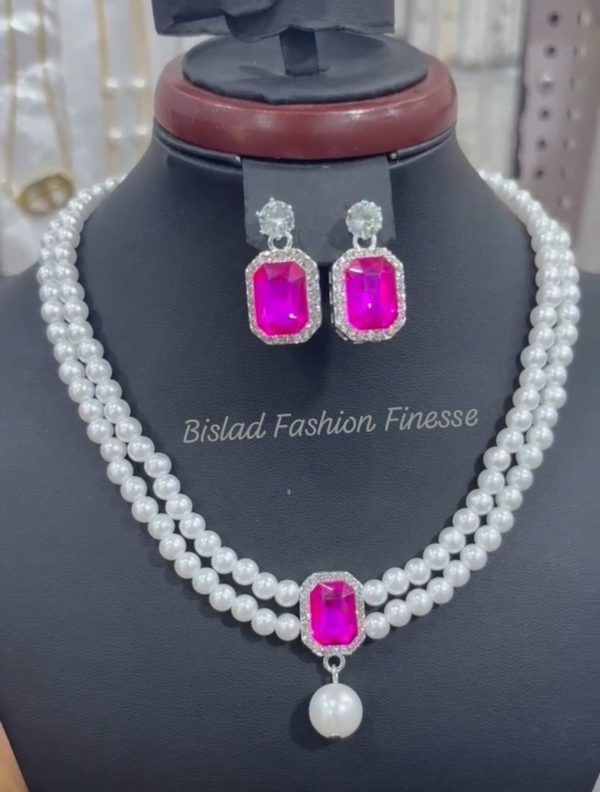 Layer Pearl Necklace Earrings Women Girls