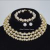 Elegant Fashion Statement Layer Pearl In Gold,Silver In Round Beaded Necklace Jewelry