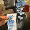 Yarn Flower Charm Drop Dangle Earings