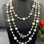 Luxury Camellia Pearl Necklace Designer, Multi Layered Sweater Chain